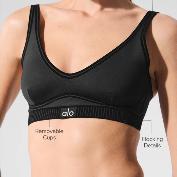 ALO Yoga Black V-Neck Sports Bra - Picture 2 of 4